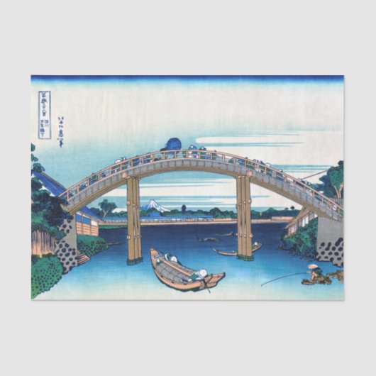 Katsushika Hokusai - onder Mannen Bridge, Fukagawa Tissuepapier (Voorkant)