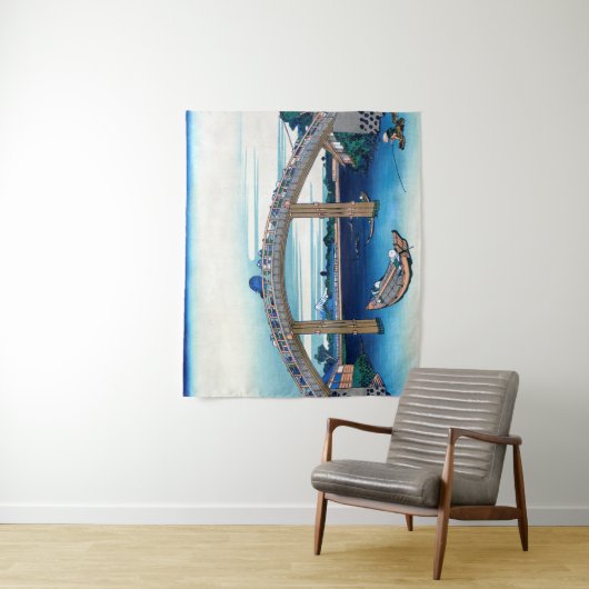 Katsushika Hokusai - onder Mannen Bridge, Fukagawa Wandkleed (In situ)