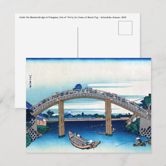 Katsushika Hokusai - Onder Mannen-brug, Fukagawa Briefkaart (Voorkant / Achterkant)