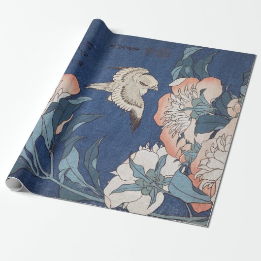 Katsushika Hokusai Peonies en Canarische Eilanden Cadeaupapier (Uitgerold)