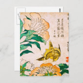 Katsushika Hokusai - Peony en Canary Wharf , Londo Briefkaart (Voorkant / Achterkant)