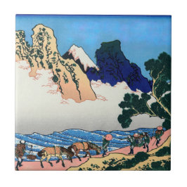 Katsushika Hokusai - Rug Fuji, Minobu Tegeltje