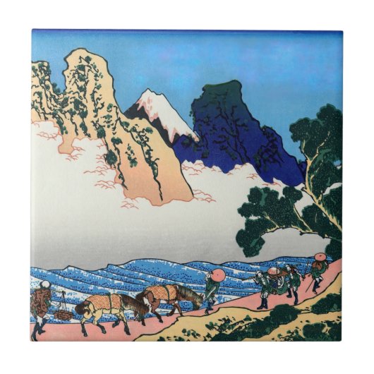 Katsushika Hokusai - Rug Fuji, Minobu Tegeltje (Voorkant)