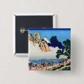 Katsushika Hokusai - Rug Fuji, Minobu Vierkante Button 5,1 Cm (Voorkant /achterkant)