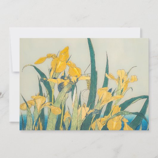 Katsushika Hokusai - Sprinkhaan en Iris Kaart (Voorkant)