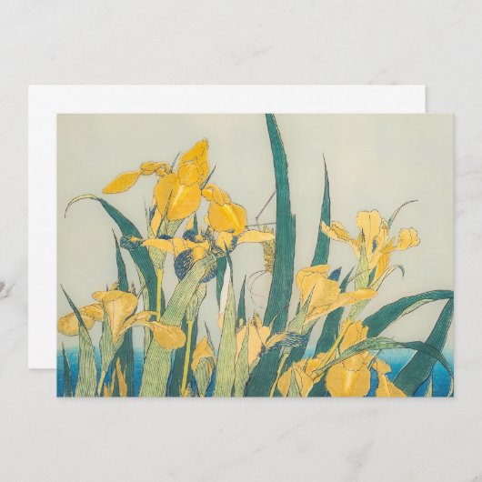 Katsushika Hokusai - Sprinkhaan en Iris Kaart (Voorkant / Achterkant)