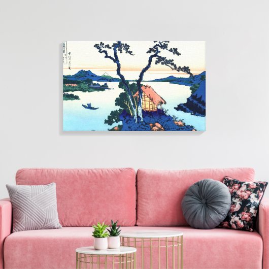 Katsushika Hokusai - Suwa-meer in de provincie Shi Canvas Afdruk (Insitu (Woonkamer))