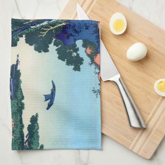 Katsushika Hokusai - Suwa-meer in de provincie Shi Theedoek (Quarter Fold)