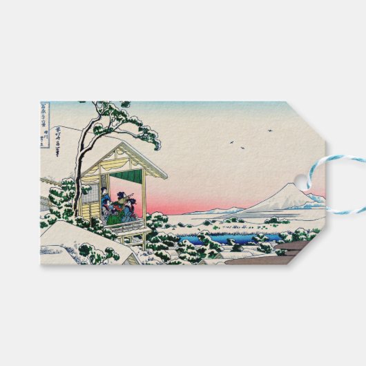 Katsushika Hokusai - Tea house te Koishikawa Cadeaulabel (Voorkant (Horizontaal))