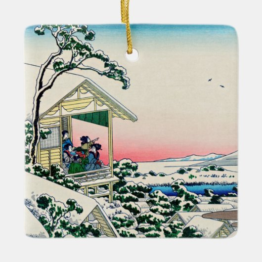 Katsushika Hokusai - Tea house te Koishikawa Keramisch Ornament (Voorkant)