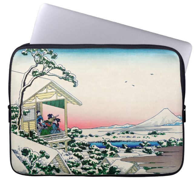 Katsushika Hokusai - Tea house te Koishikawa Laptop Sleeve (Voorkant)