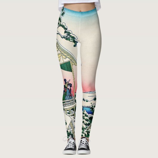 Katsushika Hokusai - Tea house te Koishikawa Leggings (Voorkant)