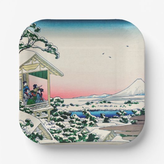 Katsushika Hokusai - Tea house te Koishikawa Papieren Bordje (Voorkant)