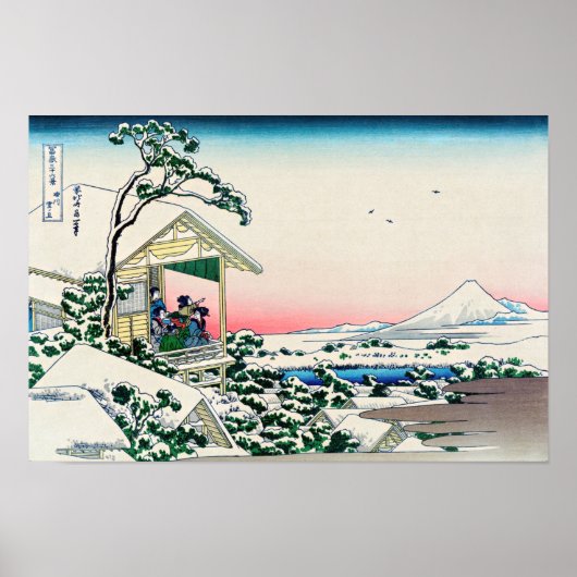 Katsushika Hokusai - Tea house te Koishikawa Poster (Voorkant)