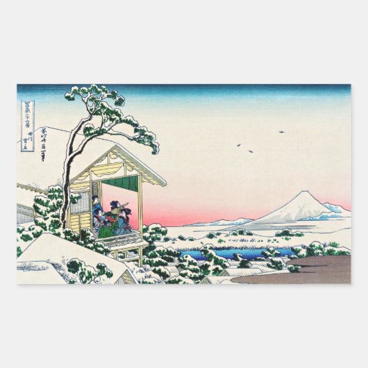 Katsushika Hokusai - Tea house te Koishikawa Rechthoekige Sticker (Voorkant)