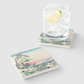 Katsushika Hokusai - Tea house te Koishikawa Stenen Onderzetter (Zijkant)