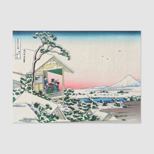 Katsushika Hokusai - Tea house te Koishikawa Tissuepapier (Voorkant)