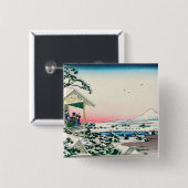 Katsushika Hokusai - Tea house te Koishikawa Vierkante Button 5,1 Cm (Voorkant /achterkant)