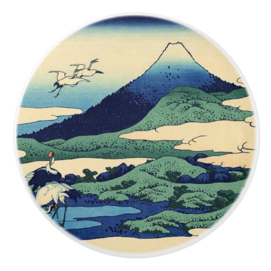 Katsushika Hokusai - Umegawa in de provincie Sagam Keramische Knop (Voorkant)
