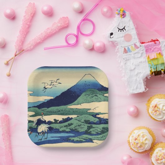 Katsushika Hokusai - Umegawa in de provincie Sagam Papieren Bordje (Feest)