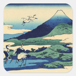 Katsushika Hokusai - Umegawa in de provincie Sagam Vierkante Sticker