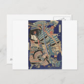 Katsushika Hokusai - Vechtende helden Briefkaart (Voorkant / Achterkant)