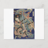 Katsushika Hokusai - Vechtende helden Briefkaart (Voorkant)