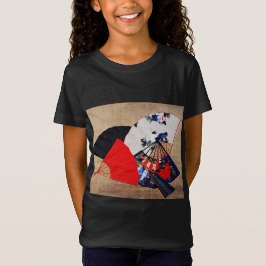 Katsushika Hokusai - Vijf ventilatoren T-shirt (Voorkant)