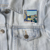 Katsushika Hokusai - Watermill te Onden Vierkante Button 5,1 Cm (In situ)
