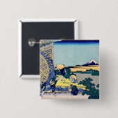 Katsushika Hokusai - Watermill te Onden Vierkante Button 5,1 Cm (Voorkant /achterkant)