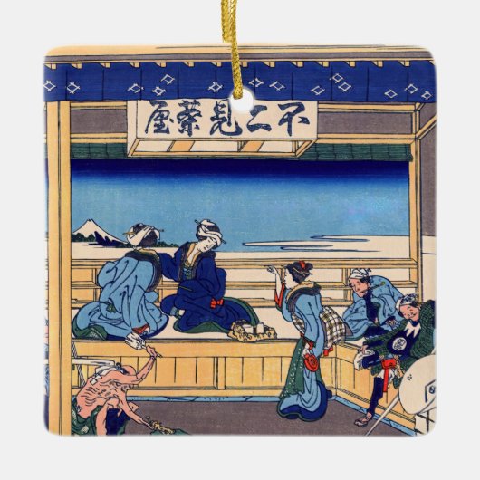 Katsushika Hokusai - Yoshida op de Tokaido Keramisch Ornament (Voorkant)