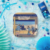 Katsushika Hokusai - Yoshida op de Tokaido Papieren Bordje (Feest)