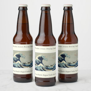Katsushika Hokusai's De Grote Golf van Kanagawa Bier Etiket