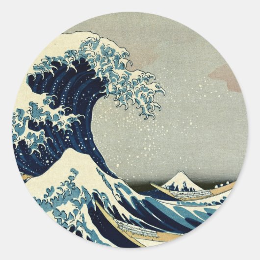Katsushika Hokusai's De Grote Golf van Kanagawa Ronde Sticker (Voorkant)