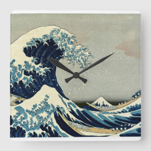 Katsushika Hokusai's De Grote Golf van Kanagawa Vierkante Klok