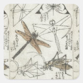 Katsushika Hokusai's Insecten Vierkante Sticker (Voorkant)