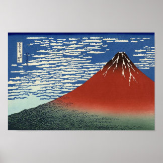 Katsushika Hokusai's Red Fuji Poster
