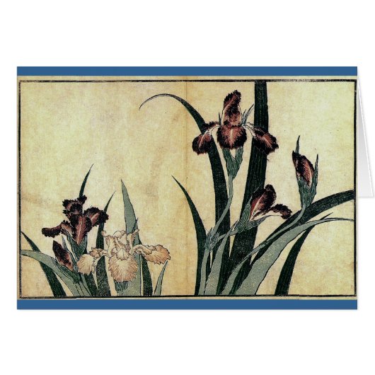Katsushika Hokusai's Ukiyo-e Woodcut Print: Irises (Voorkant Horizontaal)