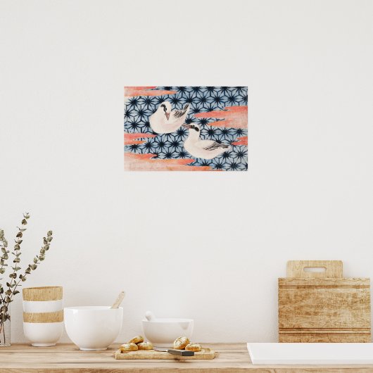 Katsushika Hokusai's vogels Poster (Keuken)