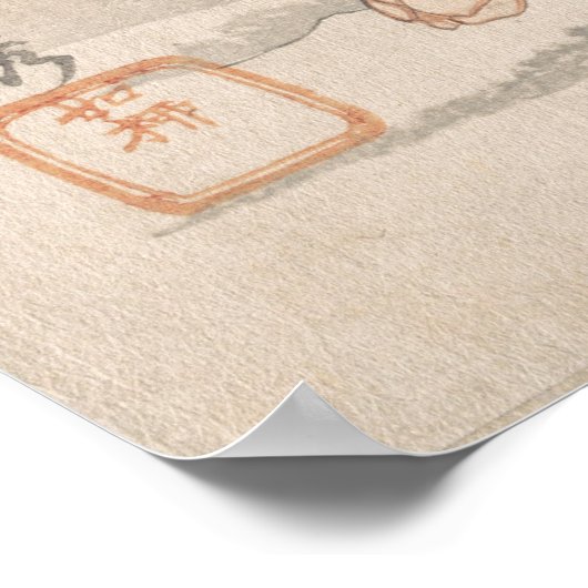 Katsushika Hokushu Konijn in het Sneeuw Poster (Hoek)