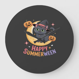 Katt Cute Halloween Esthetisch Essentieel T-shirt Grote Klok