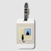 Katt i fönster bagagelabel (Voorkant (verticaal))