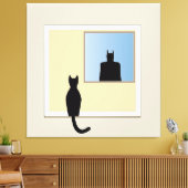 Katt i fönster canvas afdruk (Insitu (Woonkamer))