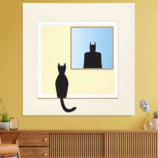 Katt i fönster canvas afdruk (Insitu (Woonkamer))