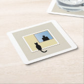 Katt i fönster kartonnen onderzetters (Schuin)