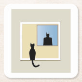 Katt i fönster kartonnen onderzetters (Voorkant)