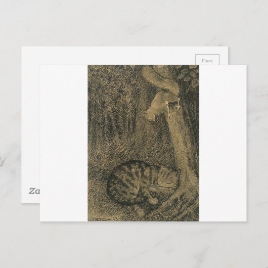 Katt Og Ekorn door Theodor Severin Kittelsen Briefkaart (Voorkant / Achterkant)