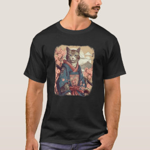 Katta samurai  ninja krijger bloemen, maan, Japans T-shirt
