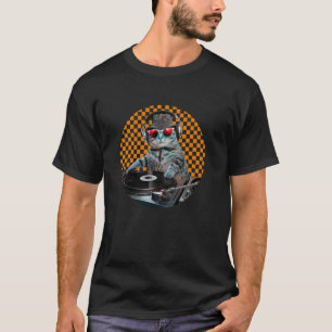 Katte DJ Schattige Kitty mixt tunes popart voor ka T-shirt