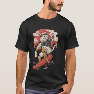 Katte Skateboarden Oude Japanse Ukiyo-e Kunst T-shirt